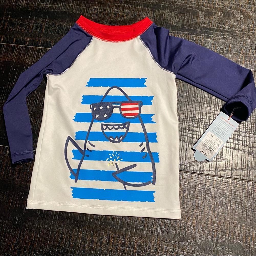 NWT cat & Jack boys swim rash guard